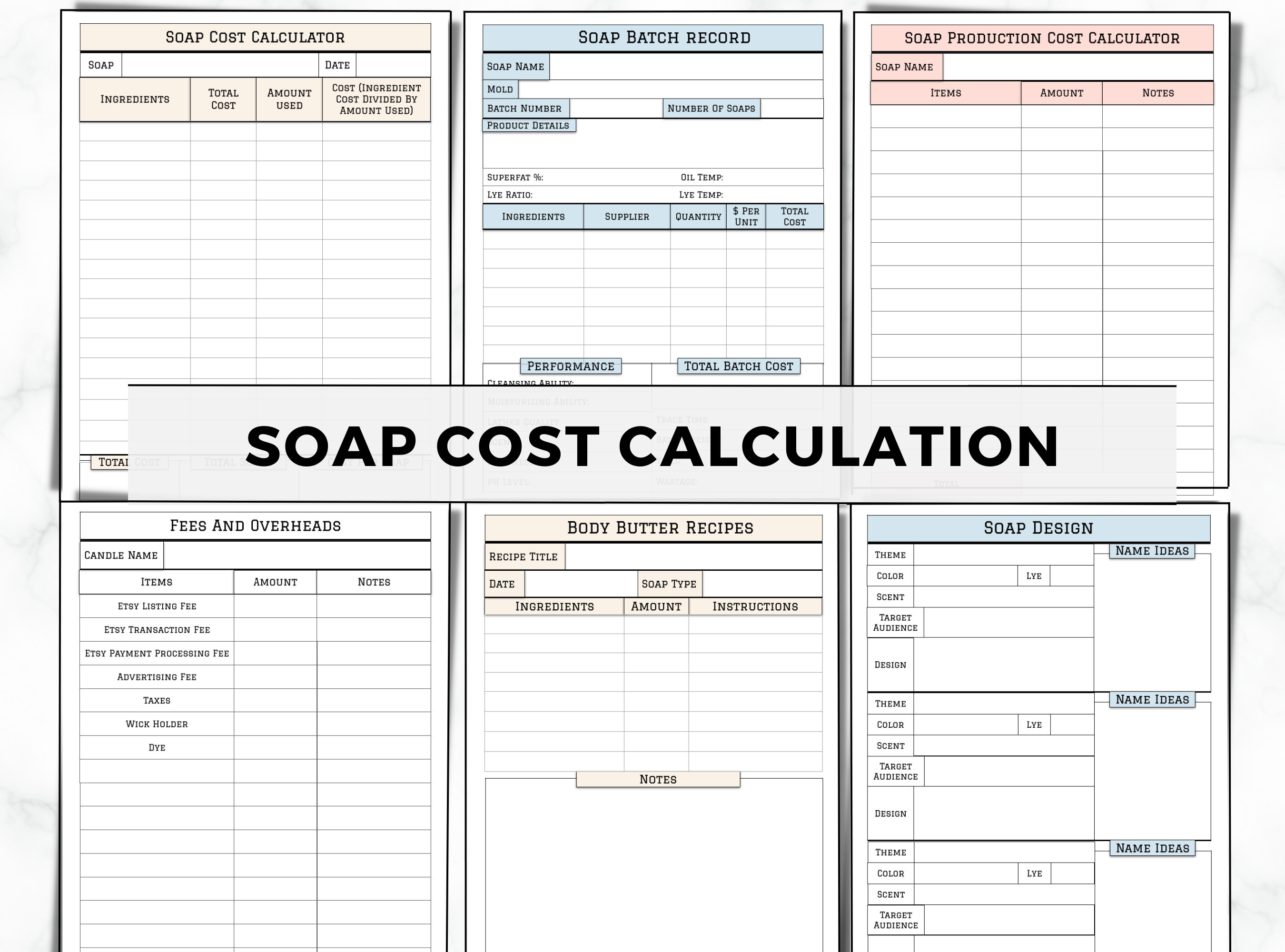 Soap Business Planner, Soap Making Business, Soap Recipe Sheet, Soap ...