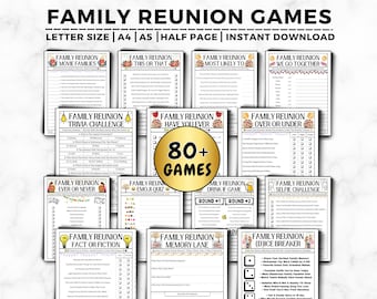 Family Reunion Games Bundle, 80 Family Reunion Activities, Family Reunion Icebreakers, Trivia Games, Family Reunion Ideas, Family Party Game