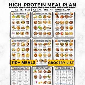 High Protein Meal Plan, High Protein Food List, Low Carb Keto Food List for Muscle Building & Weight Loss, High Protein Grocery List