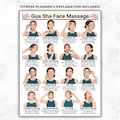 Gua Sha Face Massage Chart Printable, Facial Lymphatic Drainage Routine Poster, Skincare Self Massage Jawline Guide For Women, Gua Sha PDF
