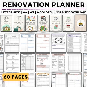 Home Renovation Planner, Home Improvement Planner For DIY Projects, Renovation Checklist, Renovation Budget, Interior Design, House Remodel image 1