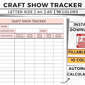 Craft Show Tracker Printable, Craft Fair Planner, Craft Show Order Form, Sales Log, Market Stall Planner, Trade Show Finance Organizer