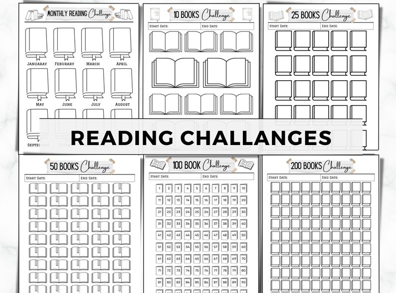 Reading Journal Printable, Book Reading Planner, Reading Challenge, Book Review Log Book, Monthly Reading Journal, Reading Tracker Printable image 6
