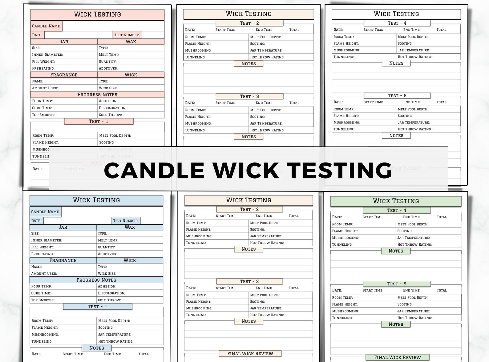 Candle Testing Sheet Wick Testing Sheet Candle Burn Test Etsy
