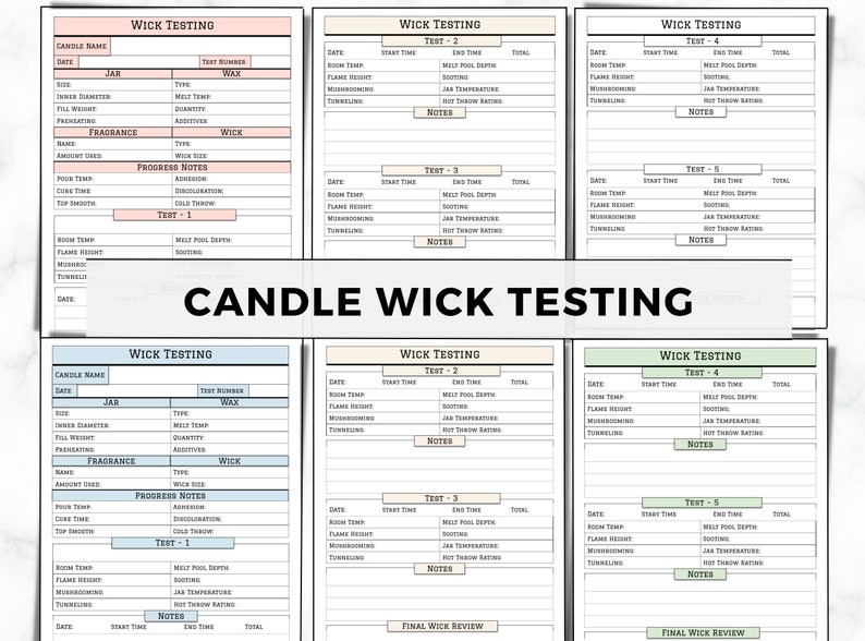 Candle Testing Sheet Wick Testing Sheet Candle Burn Test Etsy