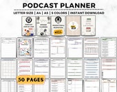 Podcast Planner, Episode Planning, Launch Checklist (Printable, Digital)