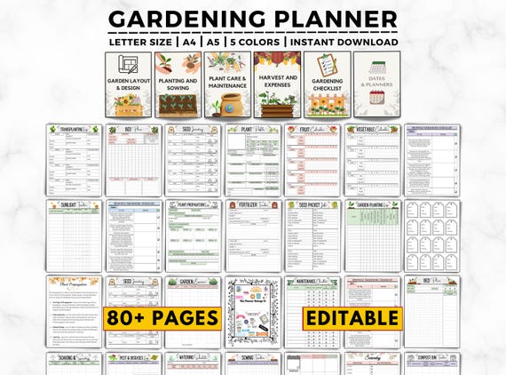 Gardening Planner, Gardening Journal, Printable PDF, Checklist, Gardening Organizer, Plant Care Planner & Records, Gardening Binder, Logbook