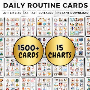 Daily Routine Cards, Visual Schedule, Routine Chart For Kids, Morning, Evening, Toddlers, Preschool, Chore Chart, Daily Rhythm, Editable