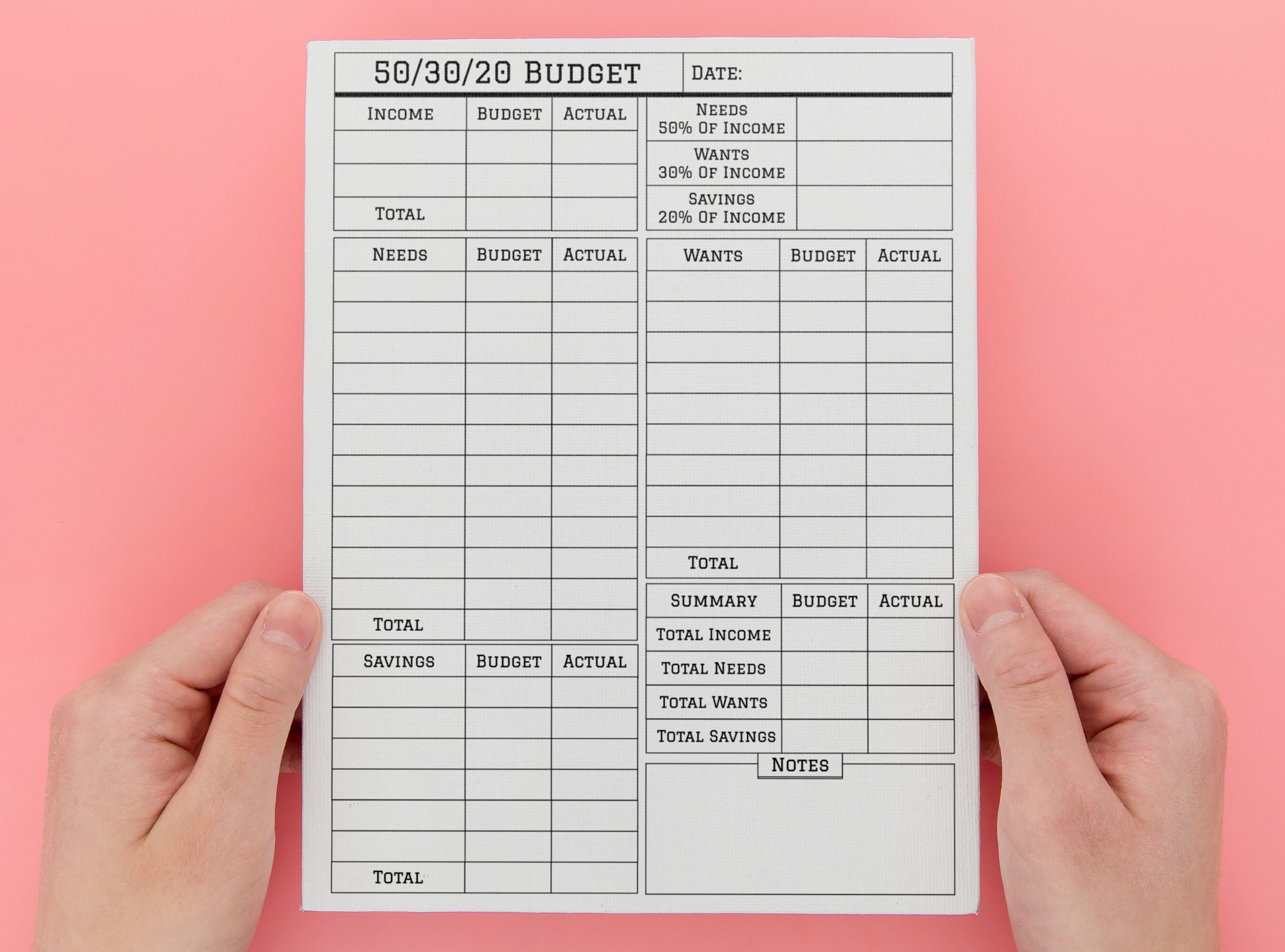 50/30/20 Budget Template, Income & Expense Money Management Worksheet ...