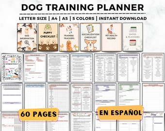 Dog Training Planner In Spanish, Puppy Training Tracker, Socialization Checklist, En Español, Service Dog, Poop Training, Pet Health