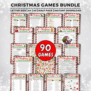 90 Printable Christmas Family Games Bundle, Gift Exchange Games, Christmas Movie Trivia, Xmas Song Quiz, Holiday Office Party, Icebreakers