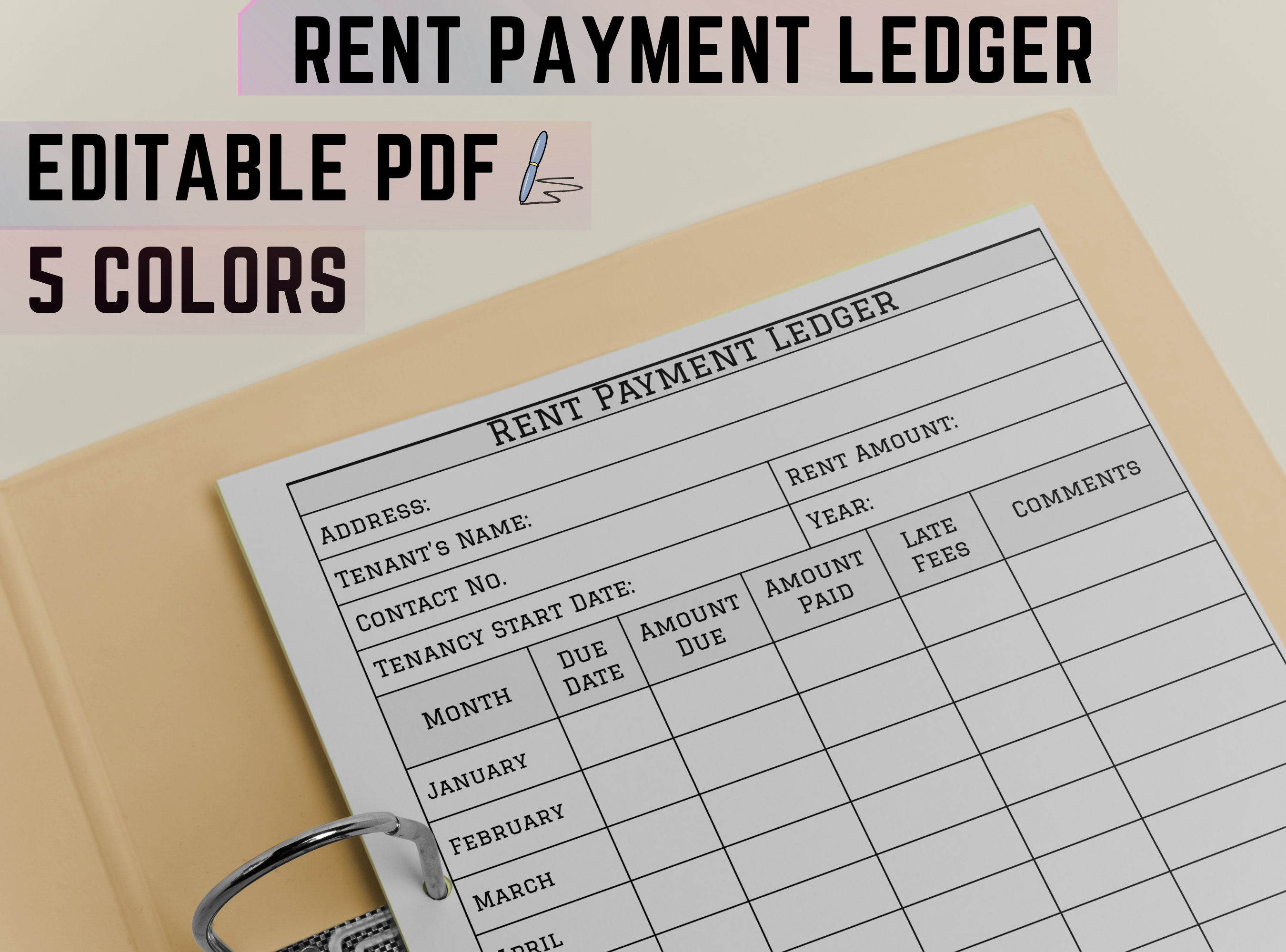 Weekend Rent Record Table Rent Payment Ledger Bundle – Editable Rental Tracker (PDF, PNG) - Etsy