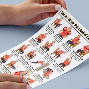 Back Pain Relief Exercises For Seniors, Lower Back Workout For Seniors, Chair Yoga Poster for Older Men, No Equipment Seated Exercise Chart image 11