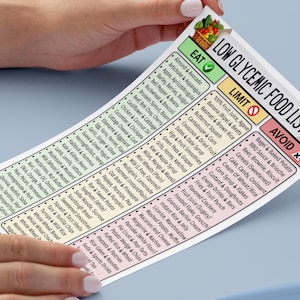 Voedselkaart glycemische index, boodschappenlijst insulineresistentie en PCOS, diabetische voedseltracker met lage GI, patiëntenvoorlichting, laag glycemisch dieet pdf afbeelding 7