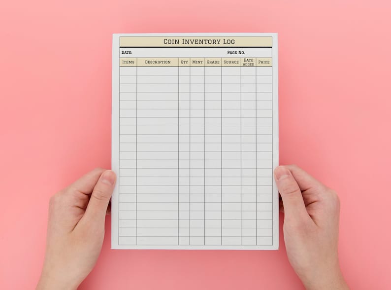 Coin Collection Printable Coin Inventory Log Book for Coin Etsy