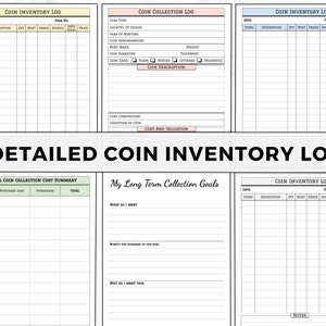 Coin Collection Printable, Coin Inventory Log Book for Coin Collectors ...