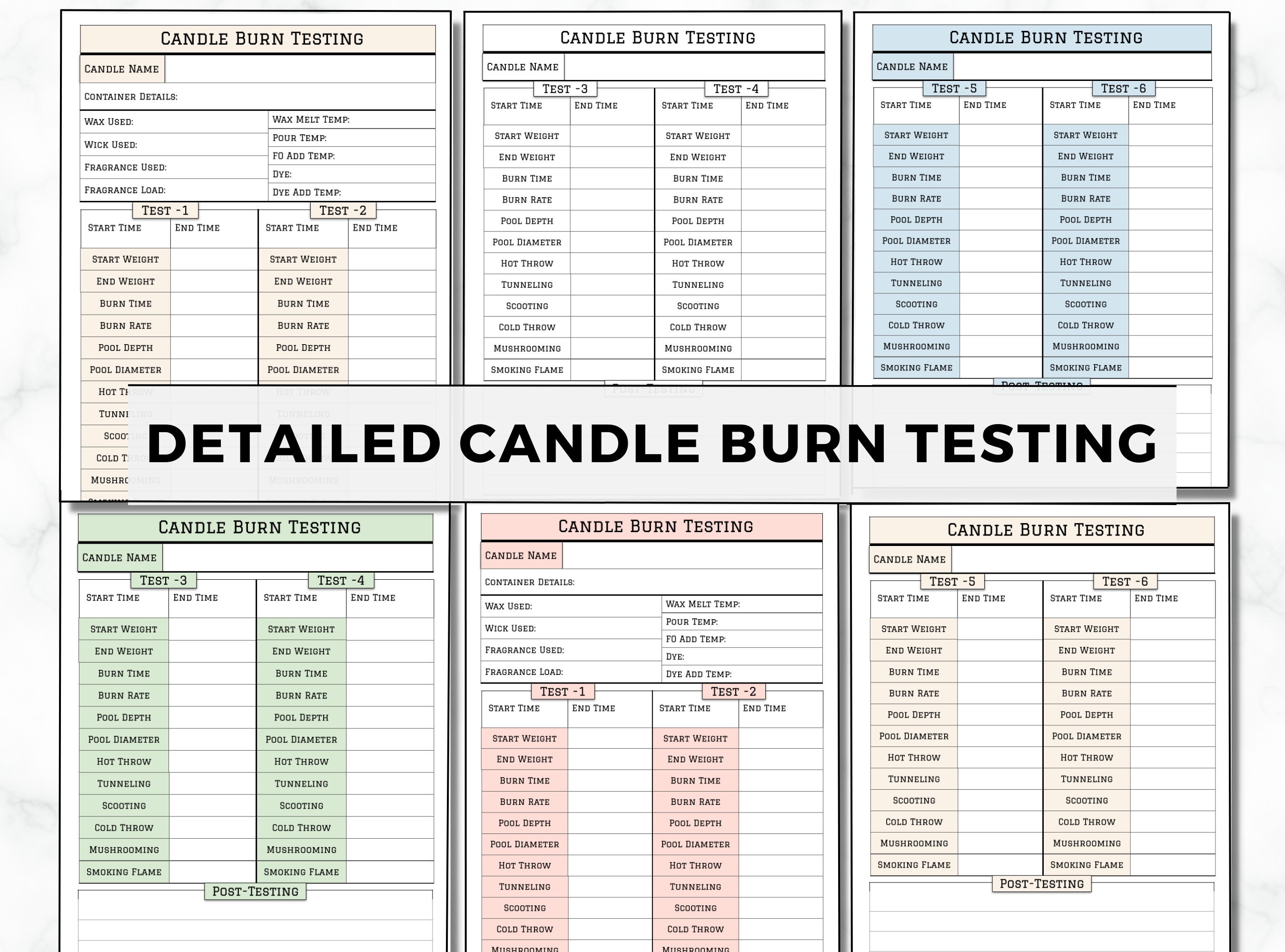 Candle Testing Sheet Wick Testing Sheet Candle Burn Test Etsy