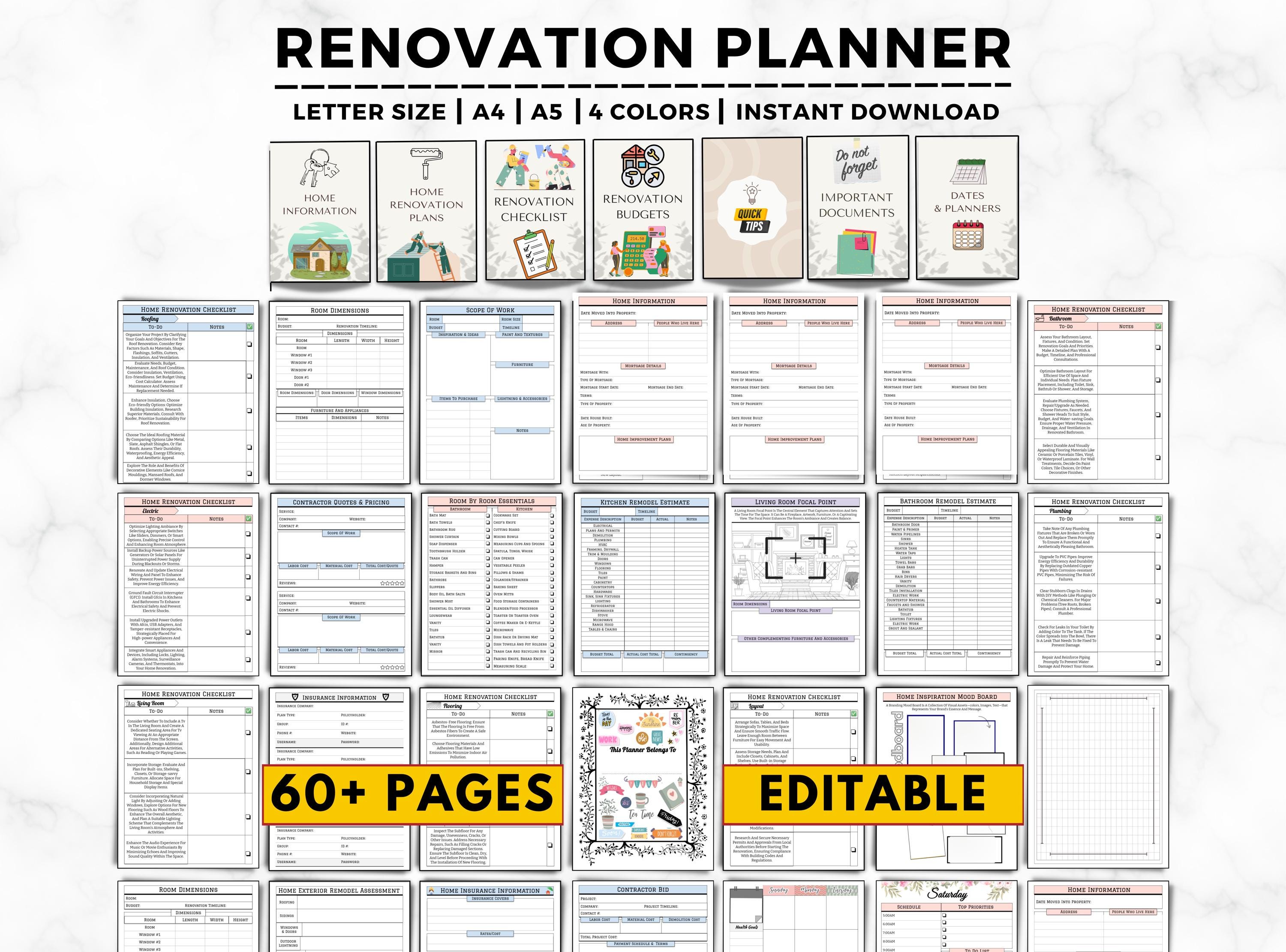 Home Renovation Planner, Home Improvement Planner for DIY Projects ...