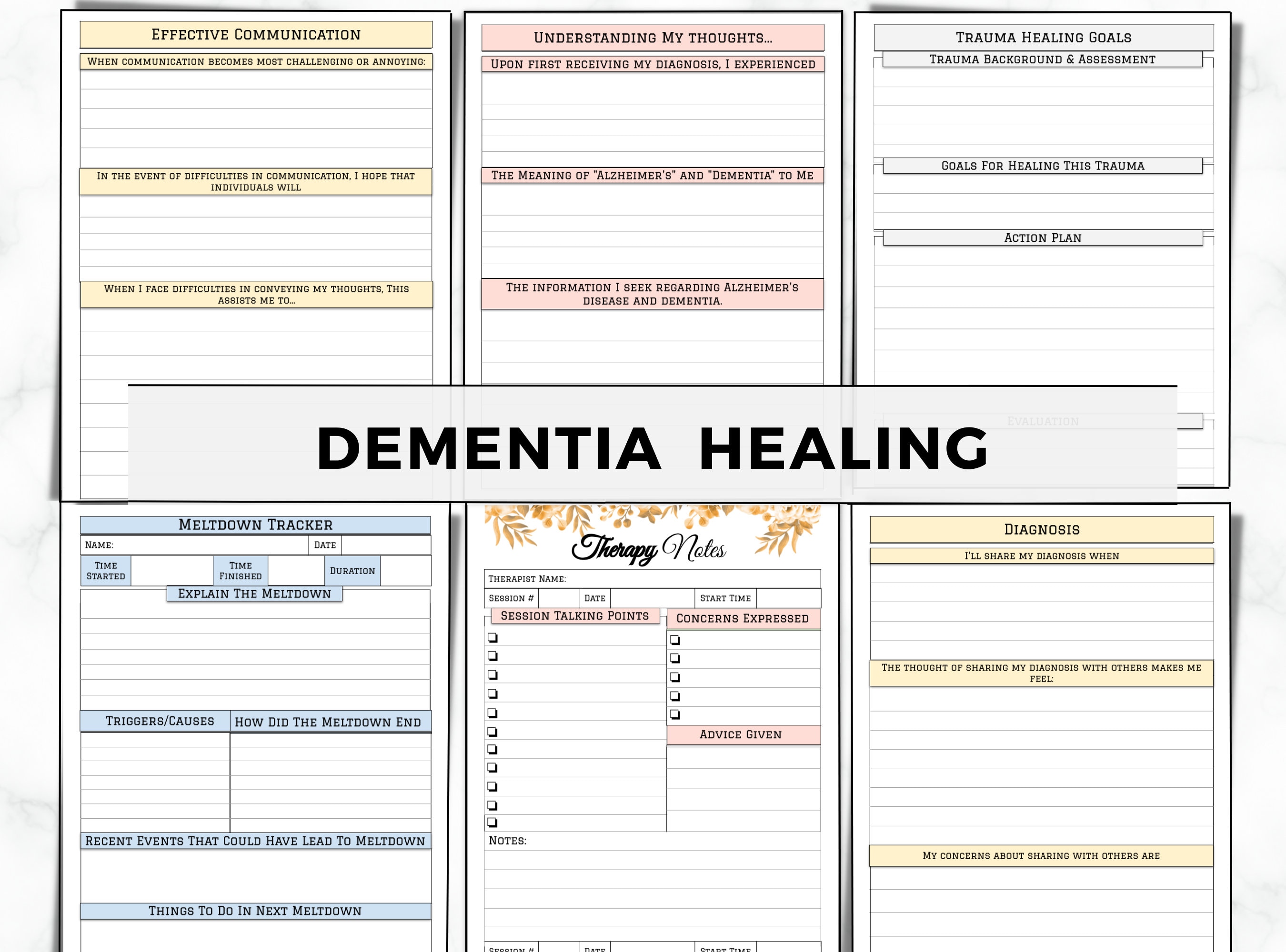 Dementia Care Planner, Printable Alzheimer's Caregiver Binder, Elderly