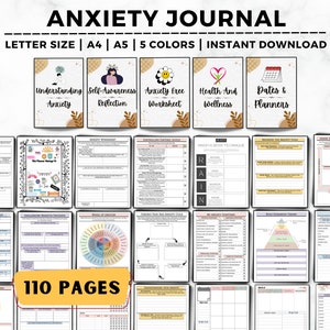 Anxiety Journal, Therapy Journal, Anxiety Worksheets, Mental Health Journal, Therapy Worksheets, Depression, DBT, CBT, Anxiety Tracker bild 1