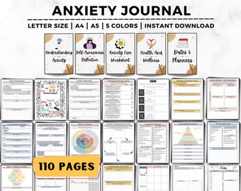 Anxiety Journal, Therapy Journal, Anxiety Worksheets, Mental Health Journal, Therapy Worksheets, Depression, DBT, CBT, Anxiety Tracker