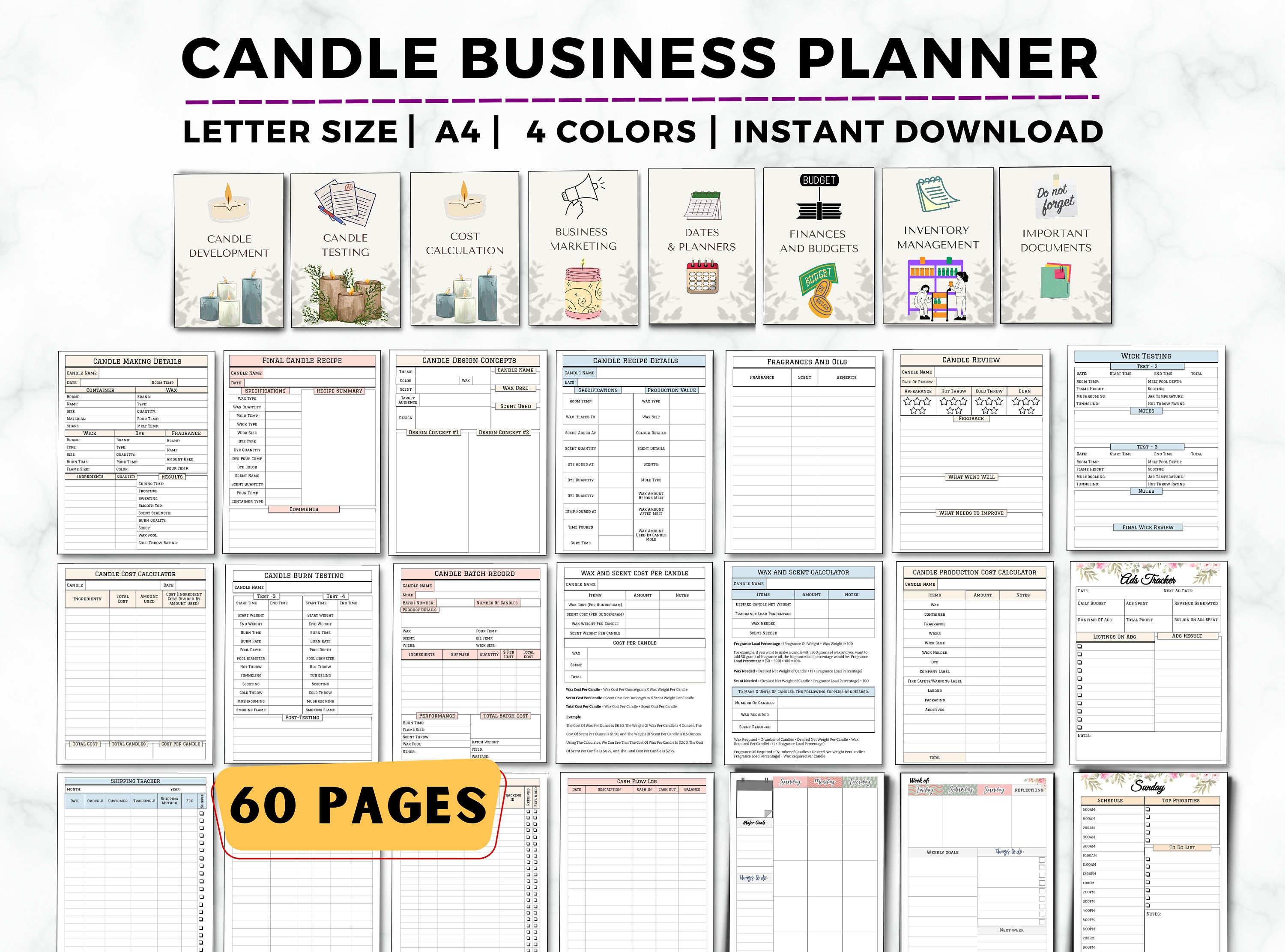 Printable Fragrance and Oil Tracking Sheet, DIY Candle Maker, Soap Making,  Scents List Essential Oil List, A4, Letter Size, Print at Home 