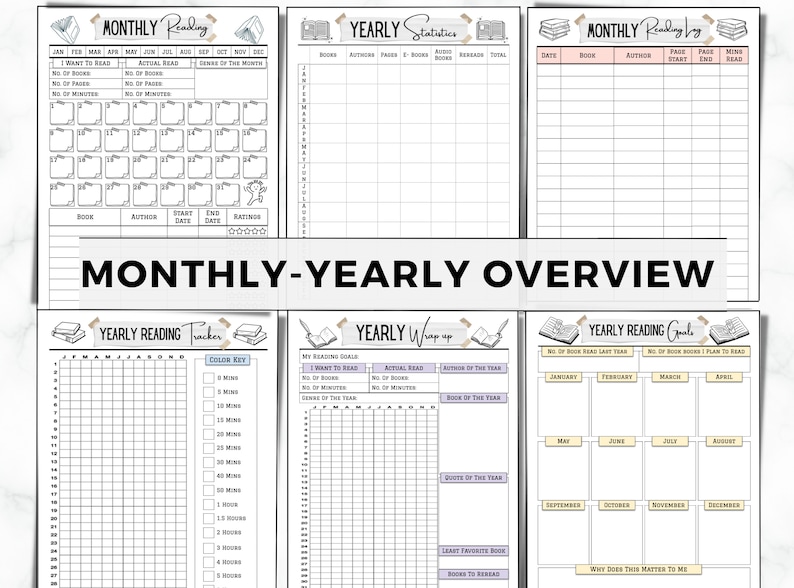 Reading Journal Printable, Book Reading Planner, Reading Challenge, Book Review Log Book, Monthly Reading Journal, Reading Tracker Printable image 7