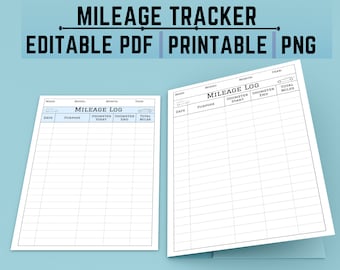 Printable Mileage Tracker Log, Business Car Mileage (PDF)