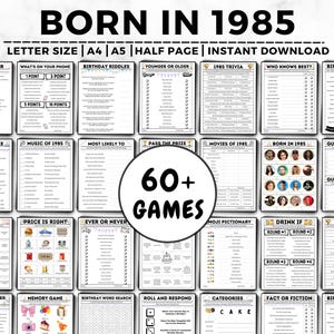40th Birthday Party Games, Born In 1985, 40th Birthday Games, Born In 1985 Games, 1985 Trivia, 40 Year Old Birthday, 1985 Birthday Games