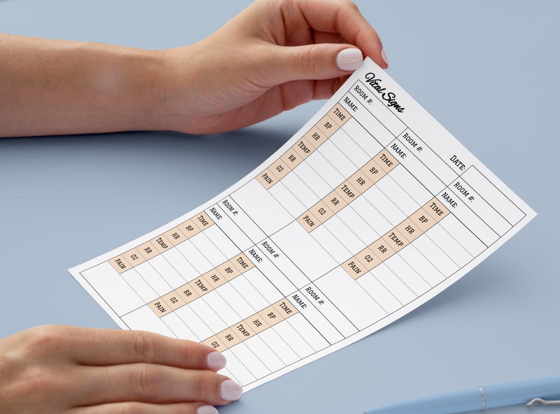 Vital Sign Sheet, Editable Nursing Report (PDF, PNG) - Etsy