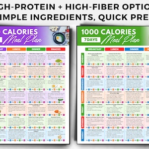 1000 Calories Meal Plan PDF, 28 Day 1000 Calories per Day Menu Low ...