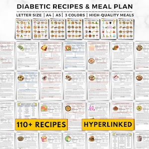 Diabetes Meal Plan Bundle, Diabetic Recipes, Diabetes Cookbook Low Sugar, Diabetic Meal Planner, Diabetic Food Chart, Diabetes Grocery List image 1