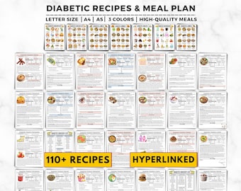 Diabetes Meal Plan Bundle, Diabetic Recipes, Diabetes Cookbook Low Sugar, Diabetic Meal Planner, Diabetic Food Chart, Diabetes Grocery List