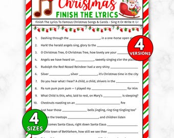 Christmas Finish the Lyrics Game, Christmas Song Games, Christmas Music Trivia Quiz, Fun Christmas Holiday Party Game For Family Adults Kids