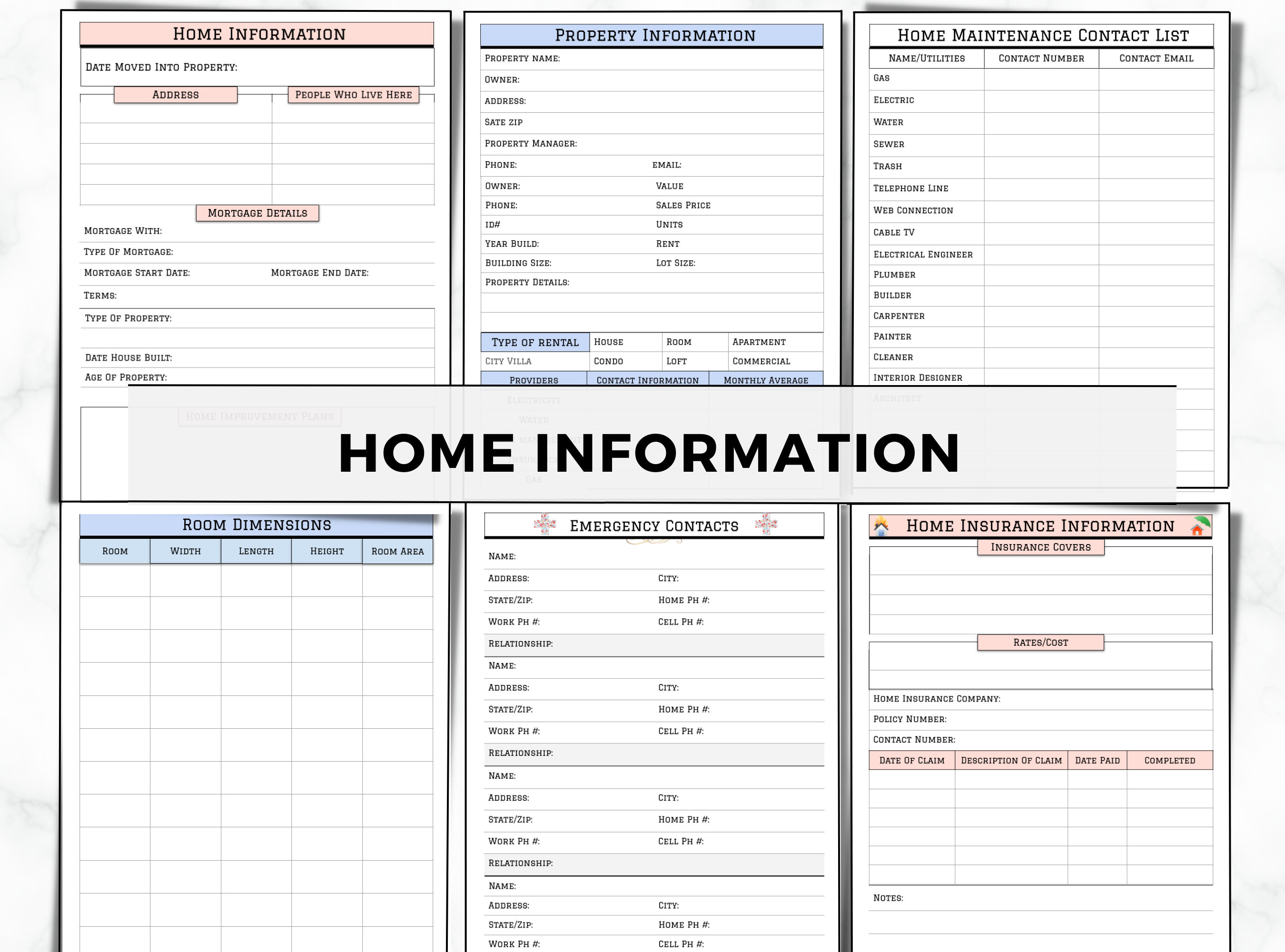 Home Maintenance Planner, Home Improvement Planner, Fillable Home ...