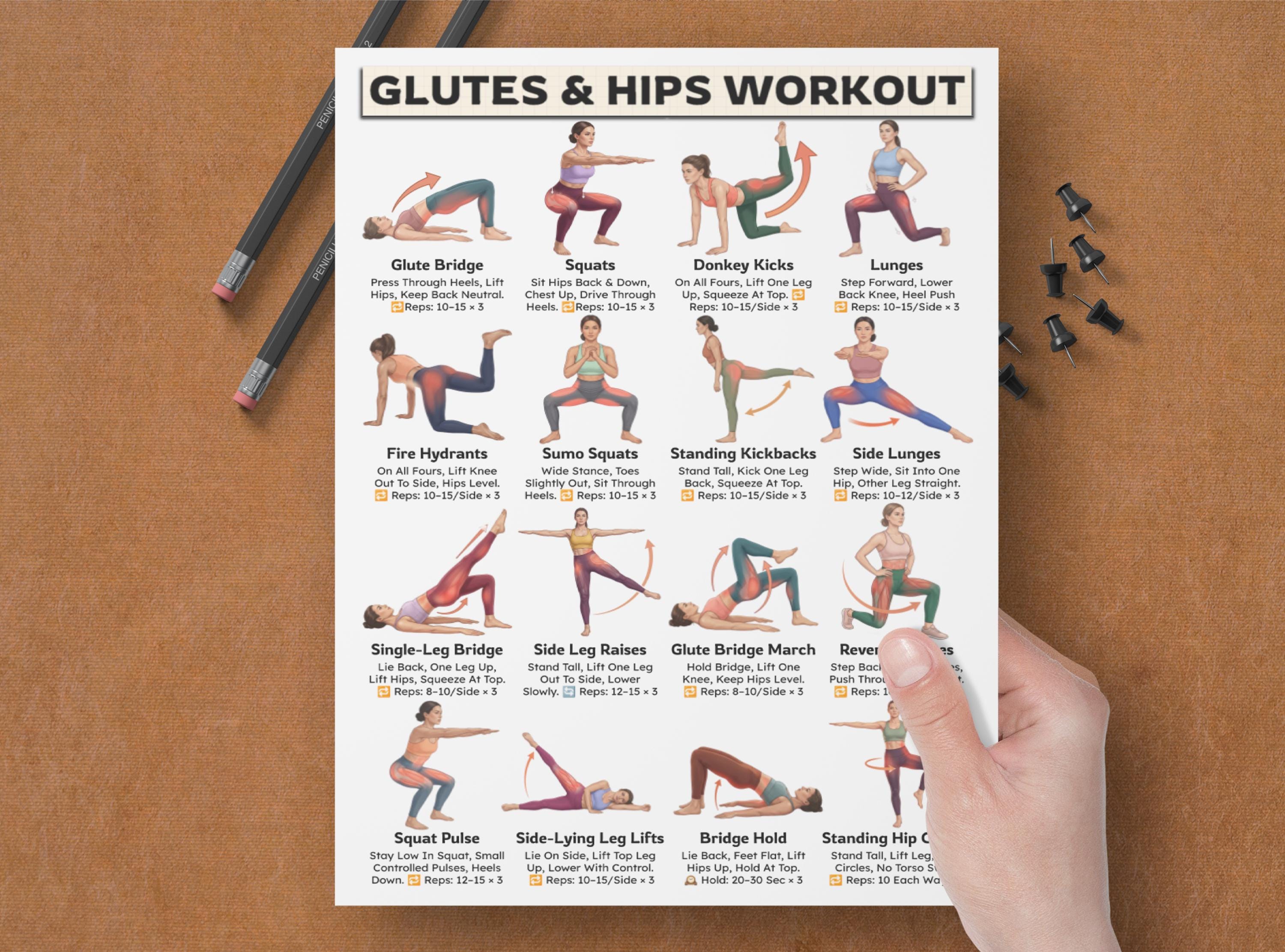 Hips and Glutes Exercise, Lower Body Workout, Booty & Legs Training ...
