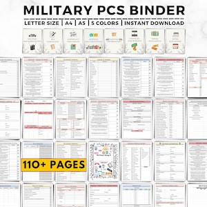 Classeur PCS imprimable, liste de contrôle PCS, agenda de déménagement militaire, cartable de déménagement pour famille de militaires, déménagement PCS, agenda de réinstallation, suivi des dépenses informatiques