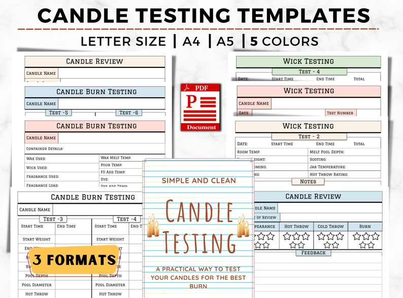 Candle Testing Sheet Wick Testing Sheet Candle Burn Test Etsy