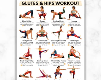 Butt Lift Exercises, Glute And Hip Lower Body Workout, Booty & Legs Training Chart, Home Gym Poster For Women Leg Day Plan Printable PDF