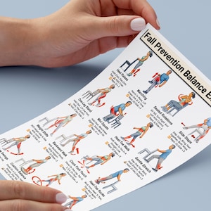 Fall Prevention Balance Exercises For Seniors, Chair & Standing Mobility Training Fitness Chart Elderly Physical Therapy Home Exercise Guide image 12