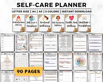 Self Care Planner, Self Care Checklist, Self-Love Journal, Mindfulness Journal, Mental Health Worksheet, Selfcare Journal, Wellness Planner