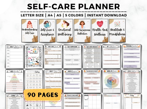 Self Care Planner, Self Care Checklist, Self-Love Journal, Mindfulness Journal, Mental Health Worksheet, Selfcare Journal, Wellness Planner