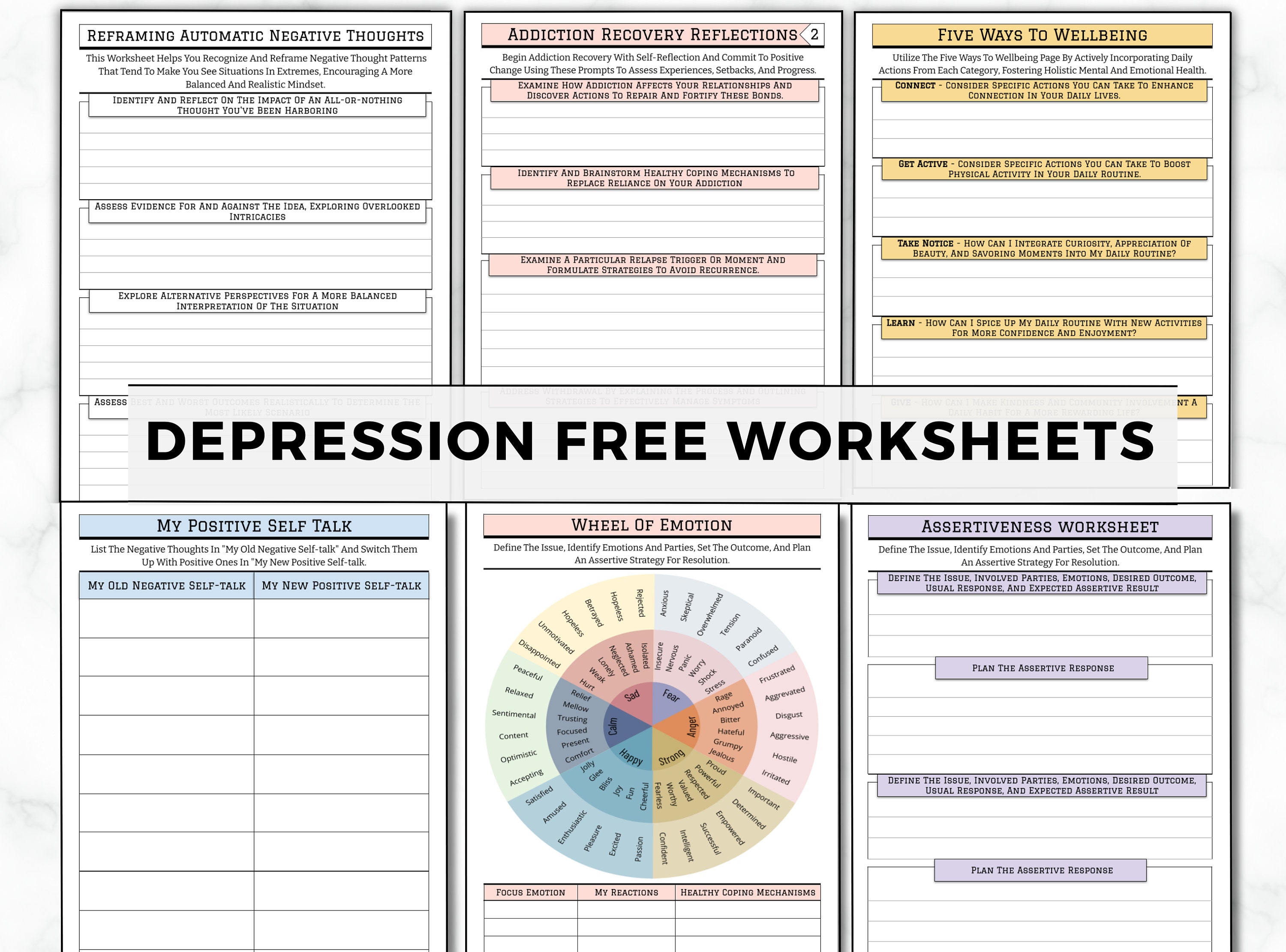 Depression Coping Skills Workbook | CBT + DBT Worksheets | Mental ...