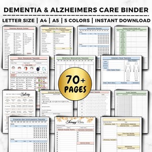 Dementia Care Planner, Printable Alzheimer's Caregiver Binder, Elderly Care Journal, Senior Care Template, Nursing Home Care Sheets