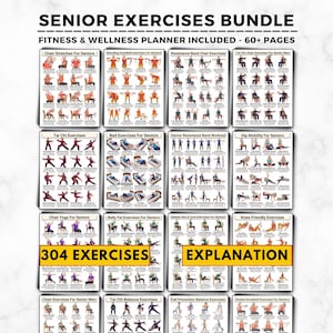 Senior Exercise Bundle Printable 304 Gentle Fall Prevention Balance Exercises Low Impact Moves For Elderly Tai Chi Dumbbell Resistance Band