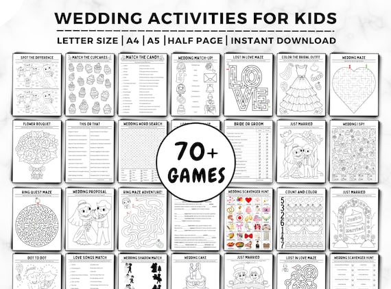 Kids Wedding Activity Book, Wedding Coloring Pages, Children's Wedding Activity Book, Wedding Puzzle, Maze, Kids Reception Table Activities