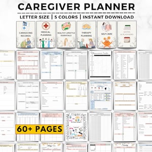 Caregiver Planner Printable, Home Health Care Form, Caregiver Daily Log, Caregiving Checklist, Elder Care Home Health Nurse, Senior Care log