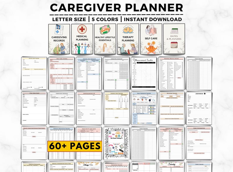 Caregiver Planner Printable, Home Health Care Form, Caregiver Daily Log, Caregiving Checklist, Elder Care Home Health Nurse, Senior Care log image 1