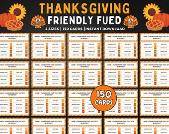 Thanksgiving Friendly Feud Printable, Thanksgiving Group Games, Family Game Night, Friendsgiving Party Activity, Autumn Fall Trivia Dinner