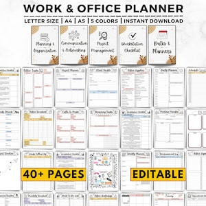 Office Tasks Planner, Work Planner, Office Organizer, Work To Do List, Work Schedule, Meetings Work Emails, Work From Home, Employee Planner